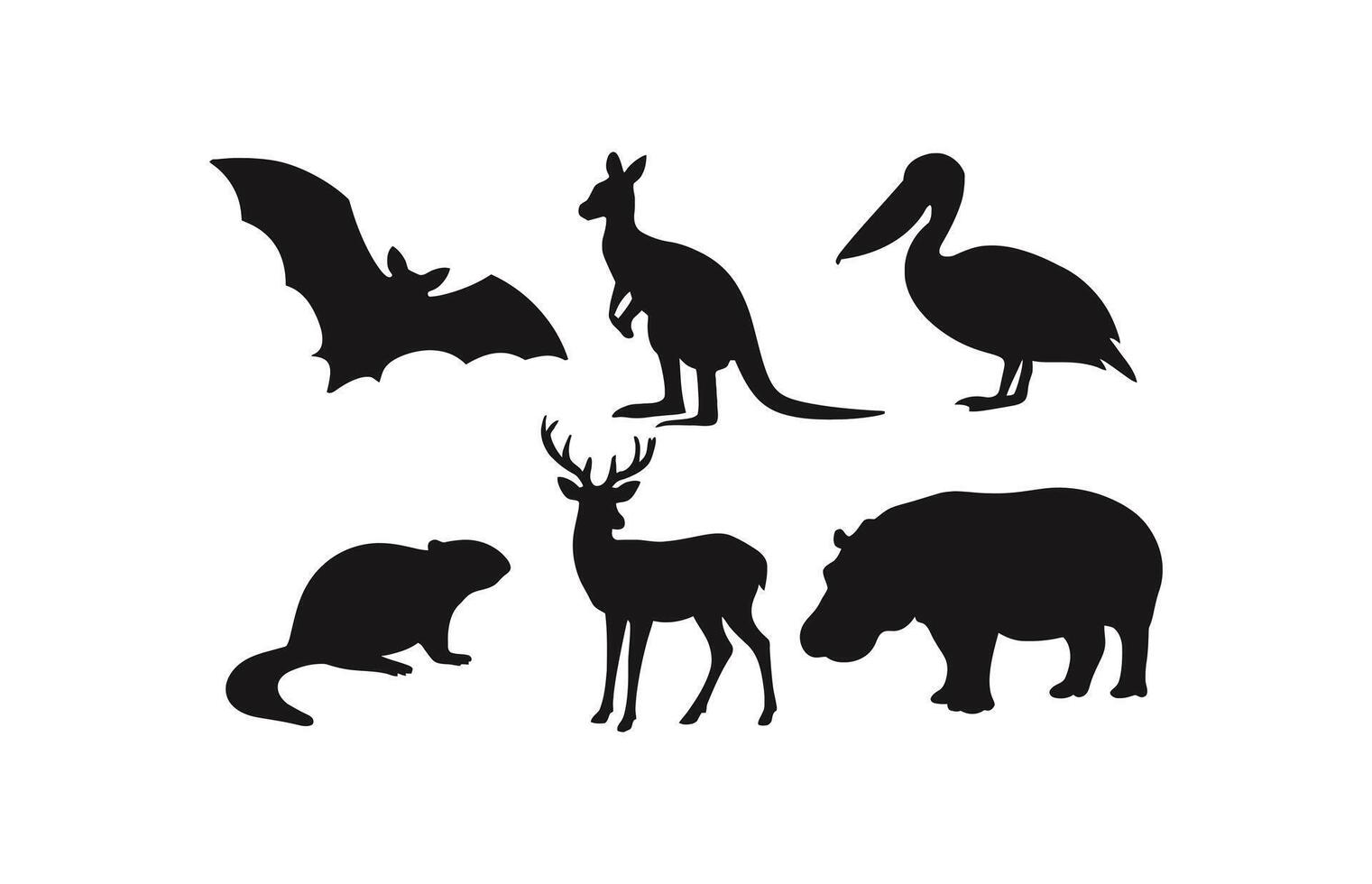 Wild Animal Silhouettes Collection vector