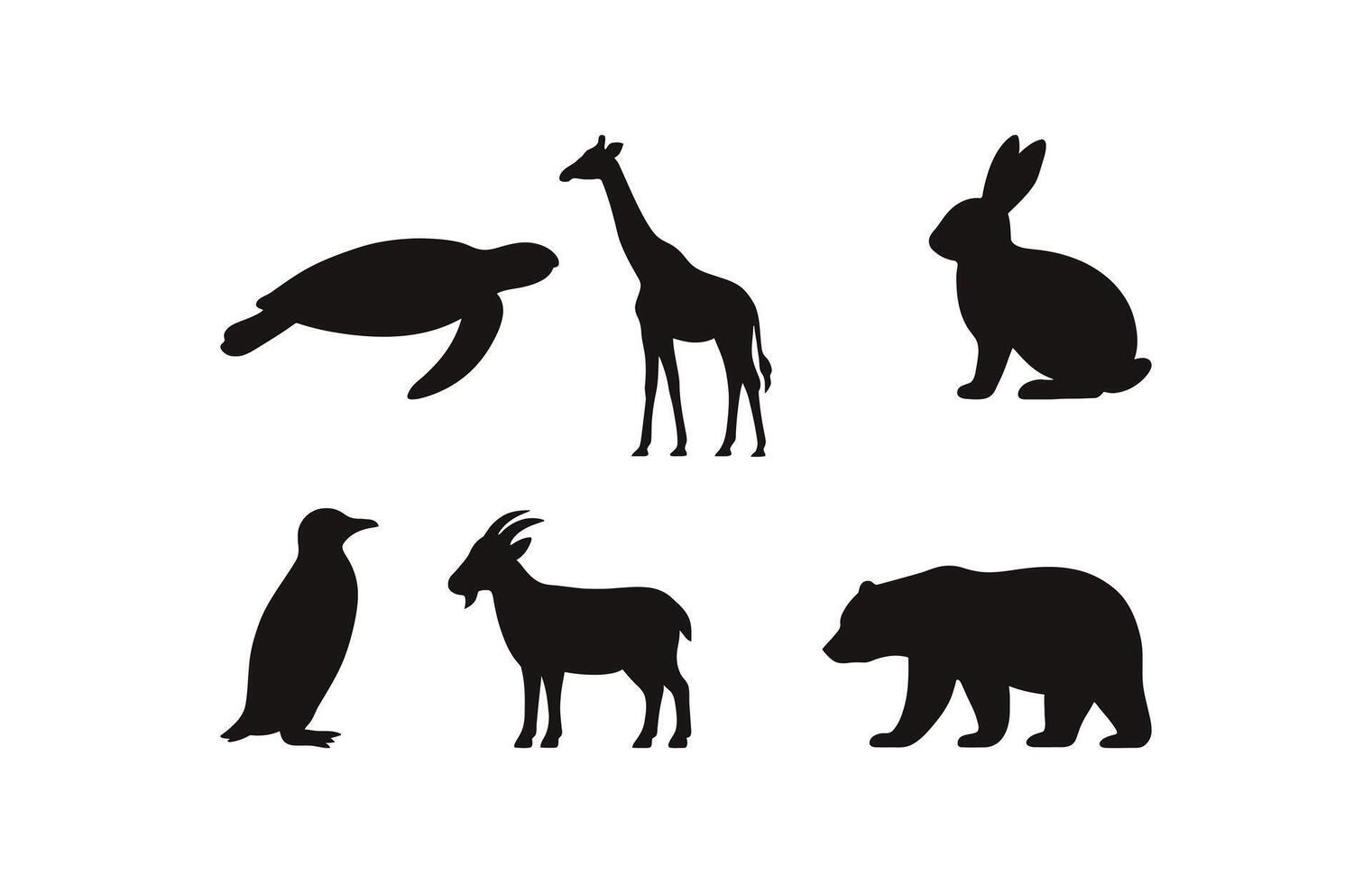 Animal Silhouettes with Giraffe Turtle and Bear vector