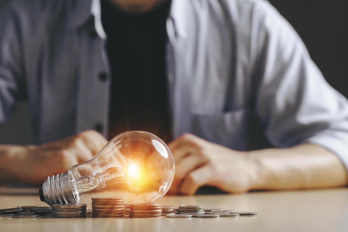 Idea saving money and energy concept. photo