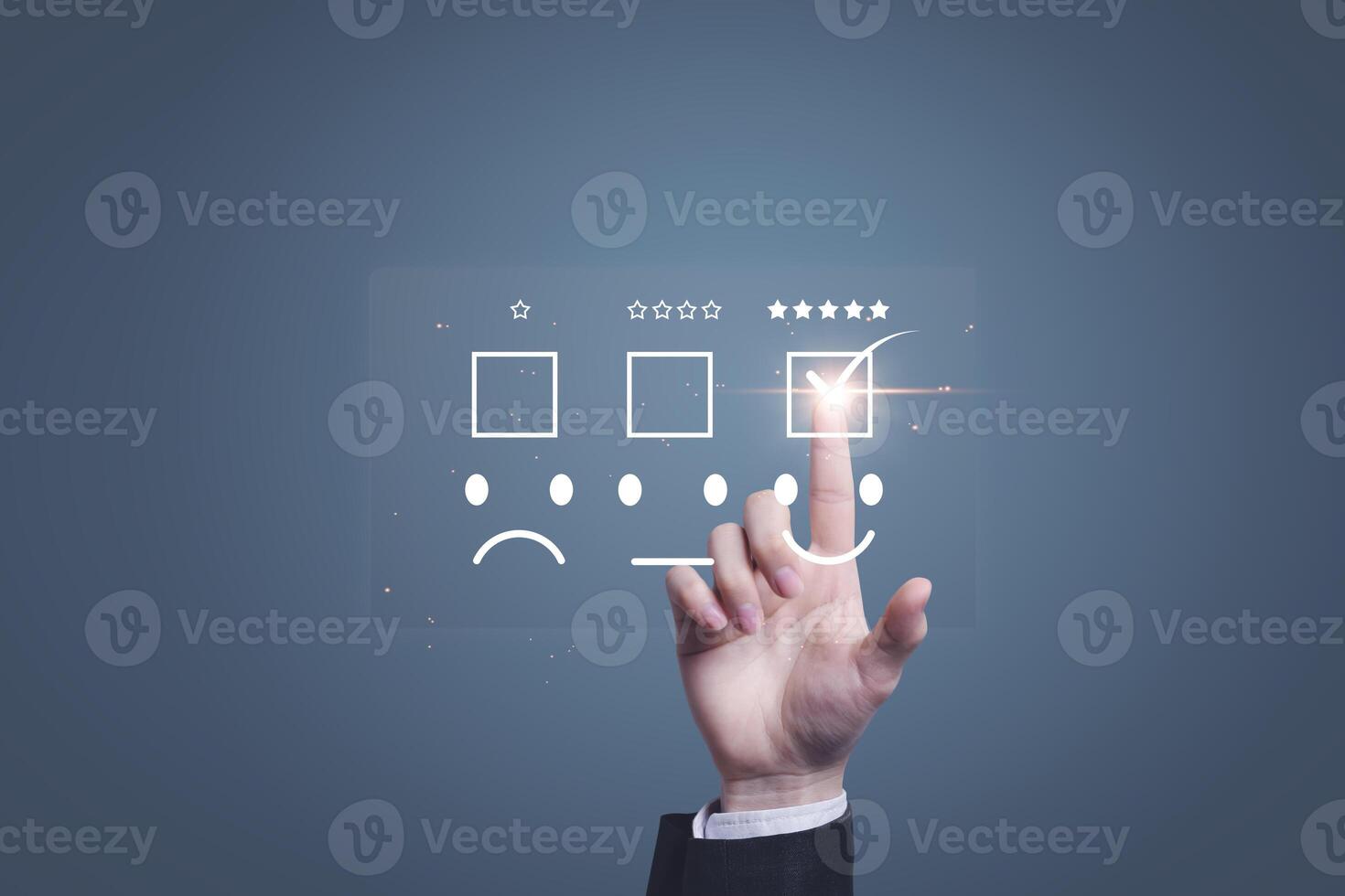 Satisfaction concept, surveying rating customer satisfaction after the after-sales service. photo