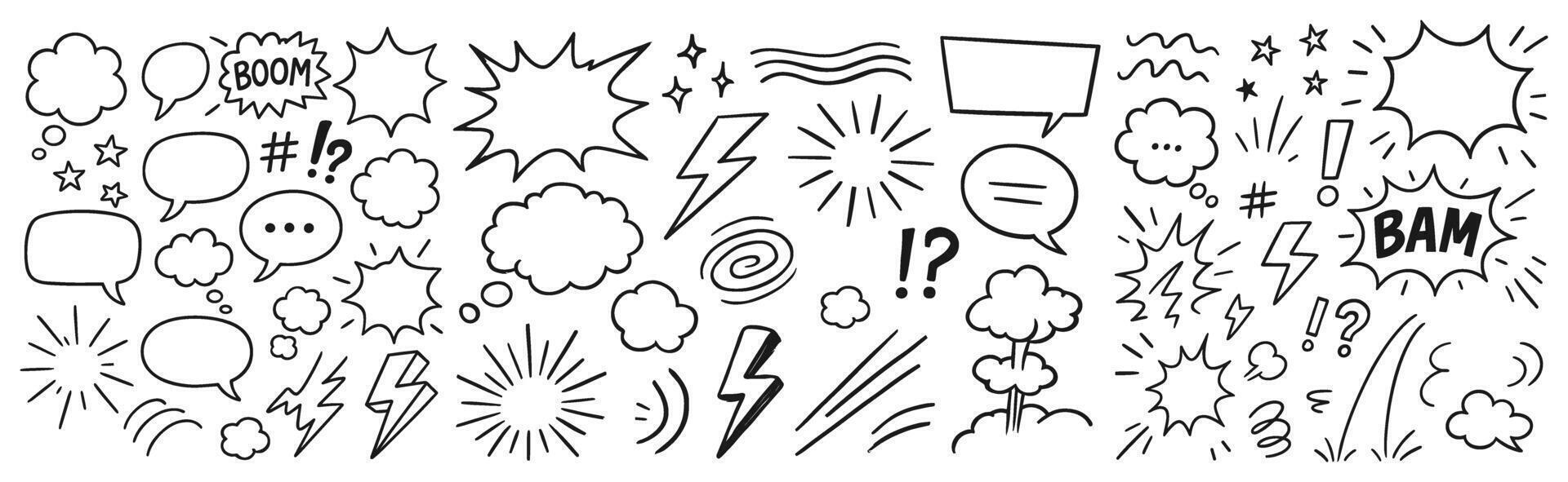 Hand Drawn Speech Bubbles and Comic Elements Collection a dynamic compilation perfect for adding flair vector