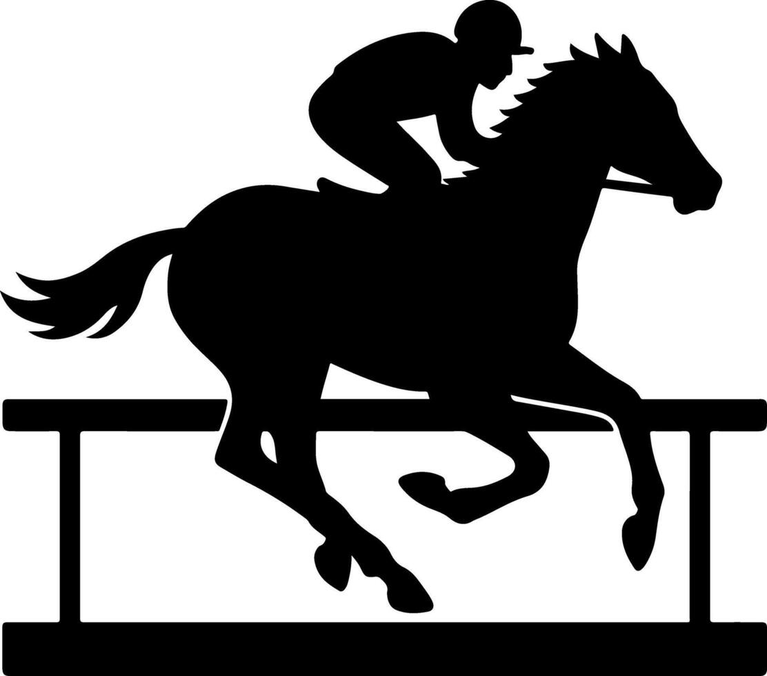Equestrian rider jumping horse outline for race visuals vector