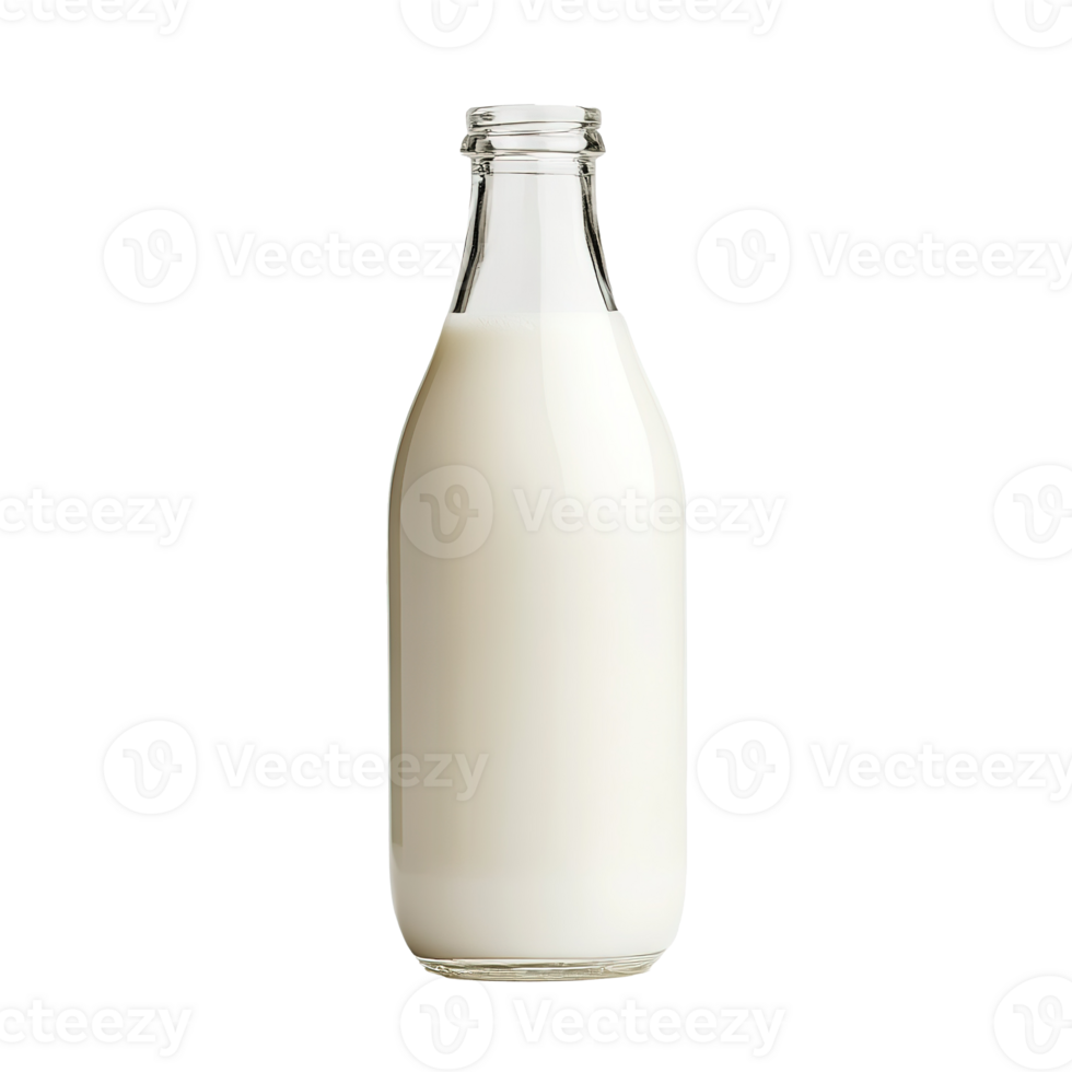 Dairy Fresh Milk in Clear Bottle Cut Out at Transparent Background png