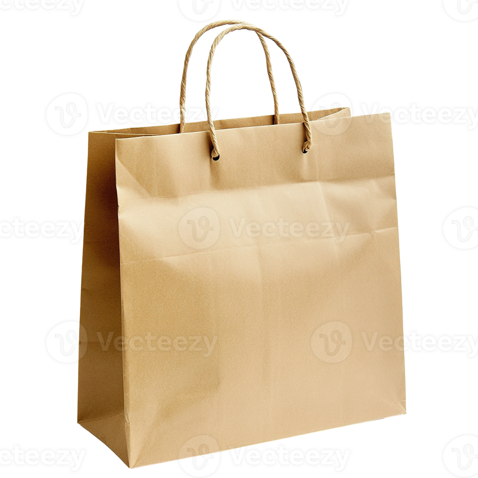 Eco Friendly Brown Paper Bag for Shopping Isolated on the Transparent Background png