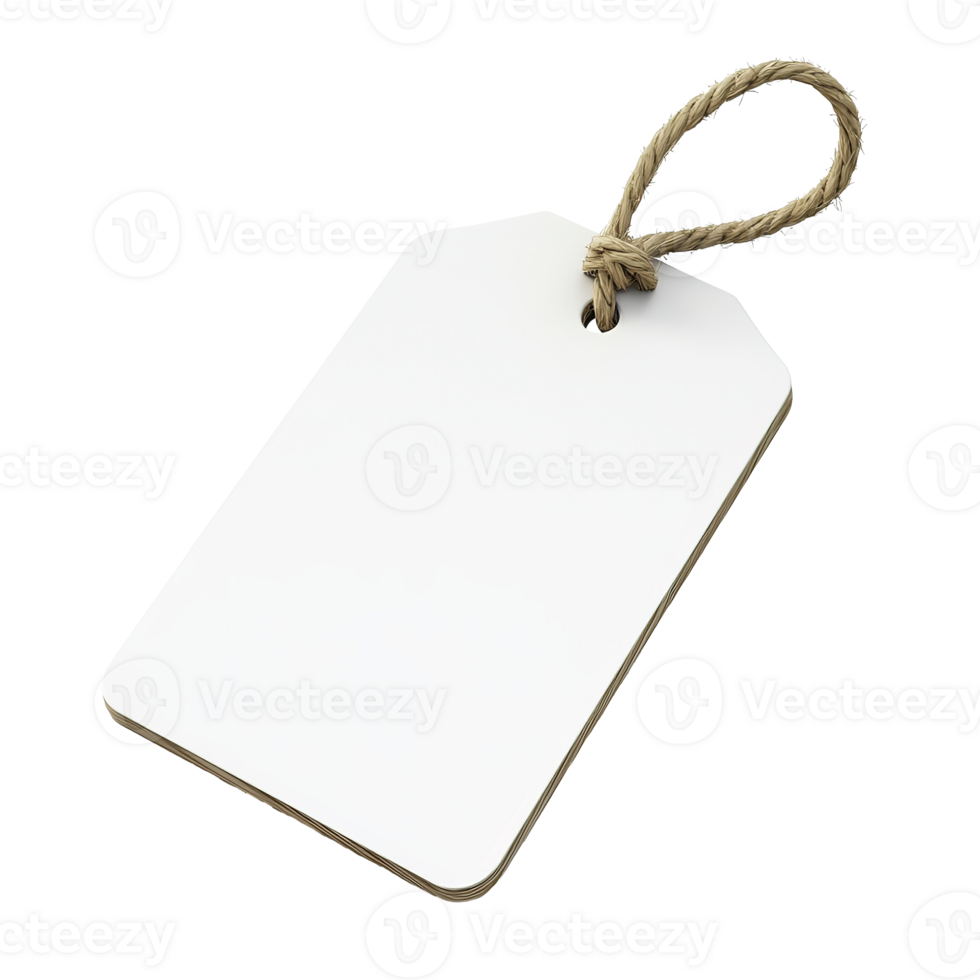 Blank White Tag with a String for Labeling Items or Gift Isolated on Transparent Background png