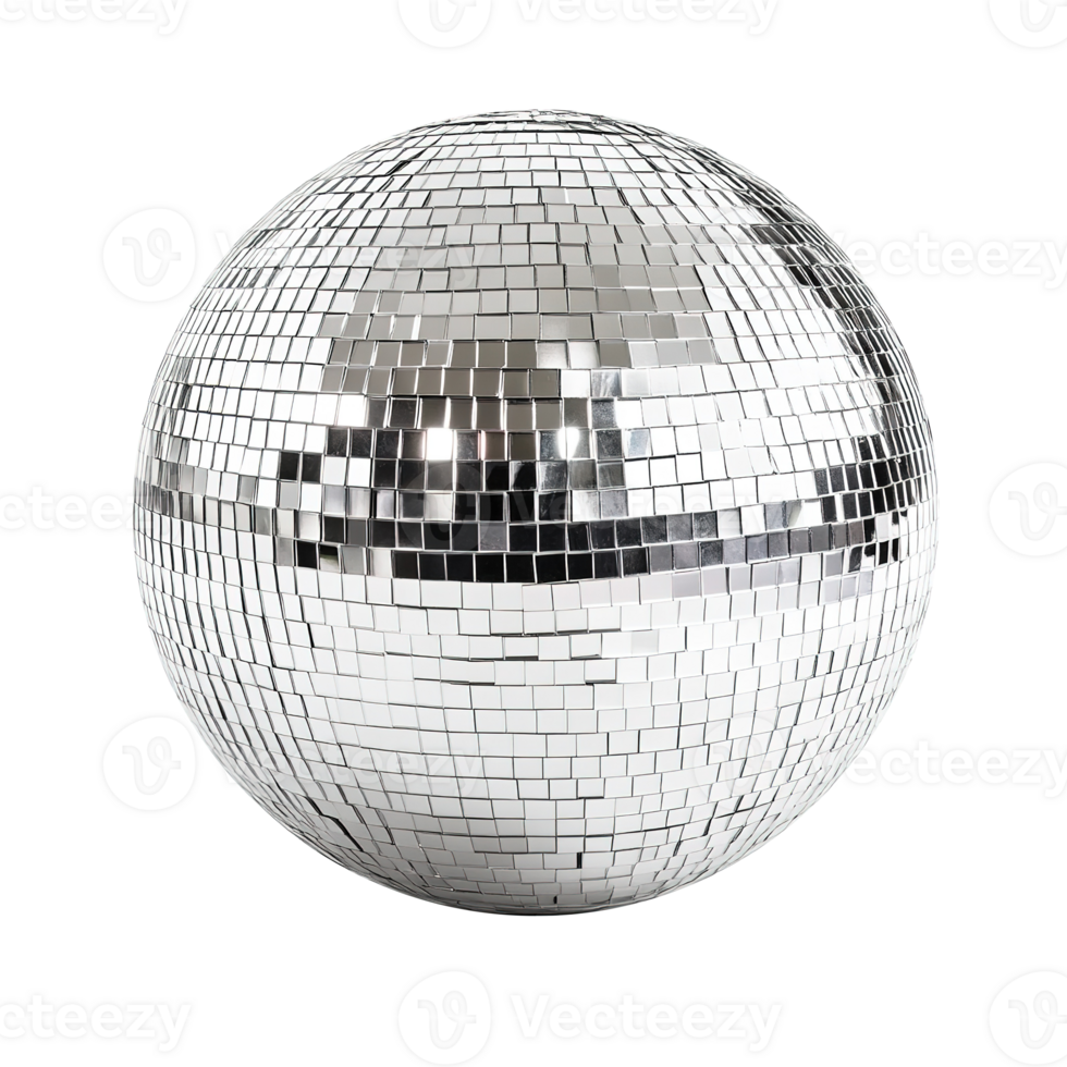 Silver Disco Mirror Ball Cut Out Isolated at Transparent Background png