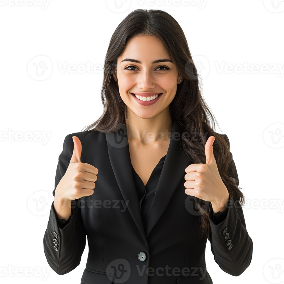 Happy Businesswoman Showing Thumbs Up, Smiling Nicely Isolated on the Transparent Background png