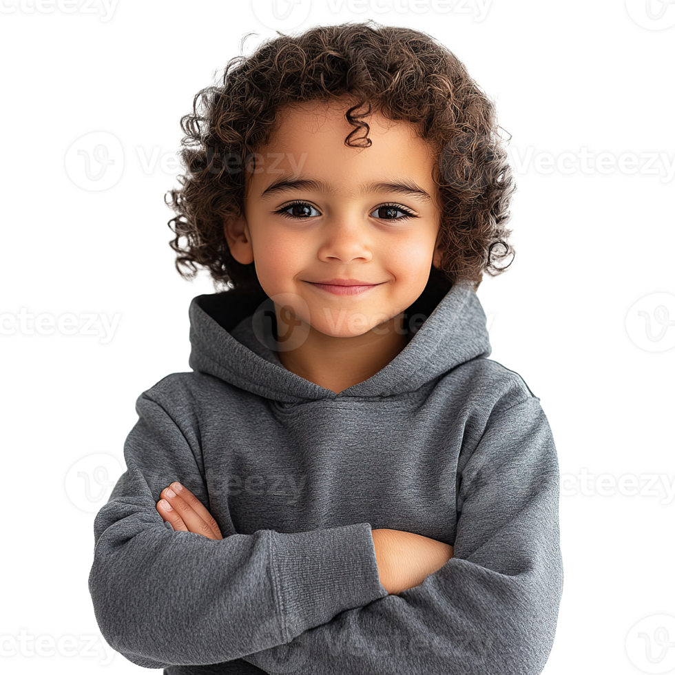Smiling Young Boy Standing with Arms Crossed Isolated at Transparent Background png