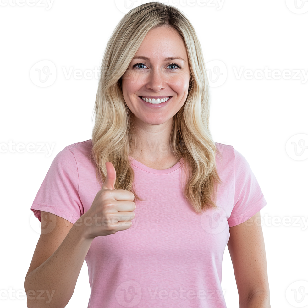 Blonde Woman Making OK Sign Isolated at Transparent Background png