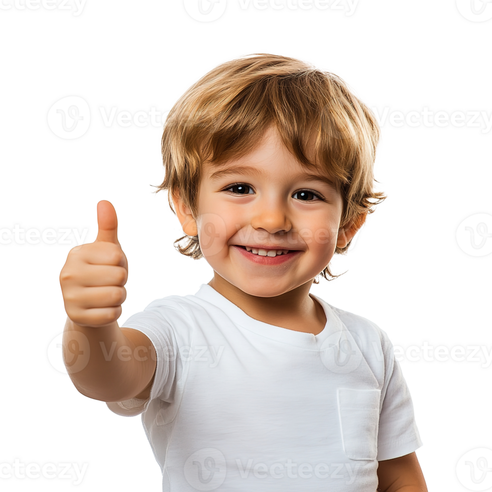 Cheerful Kid Giving Thumbs Up, Smiling Isolated on Transparent Background png