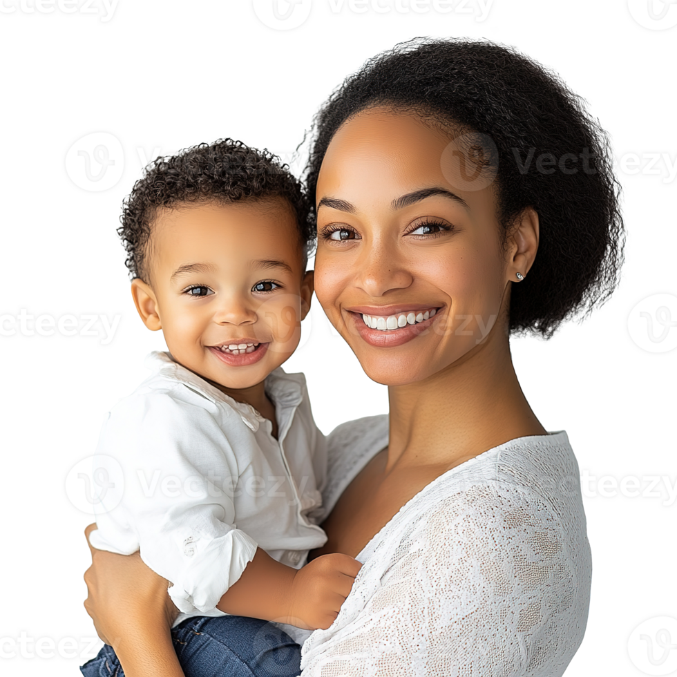Happy Mother and Son Hugging and Laughing, Isolated at Transparent Background png