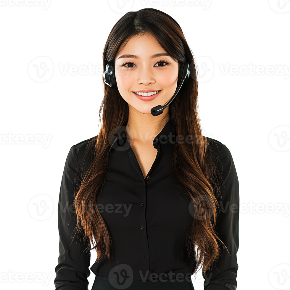 Asian Female Customer Service Representative Isolated on the Transparent Background png