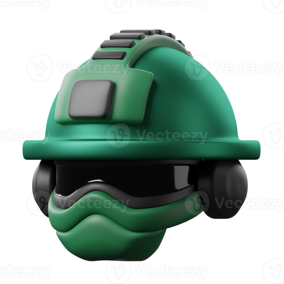 A green helmet with a helmet on it png