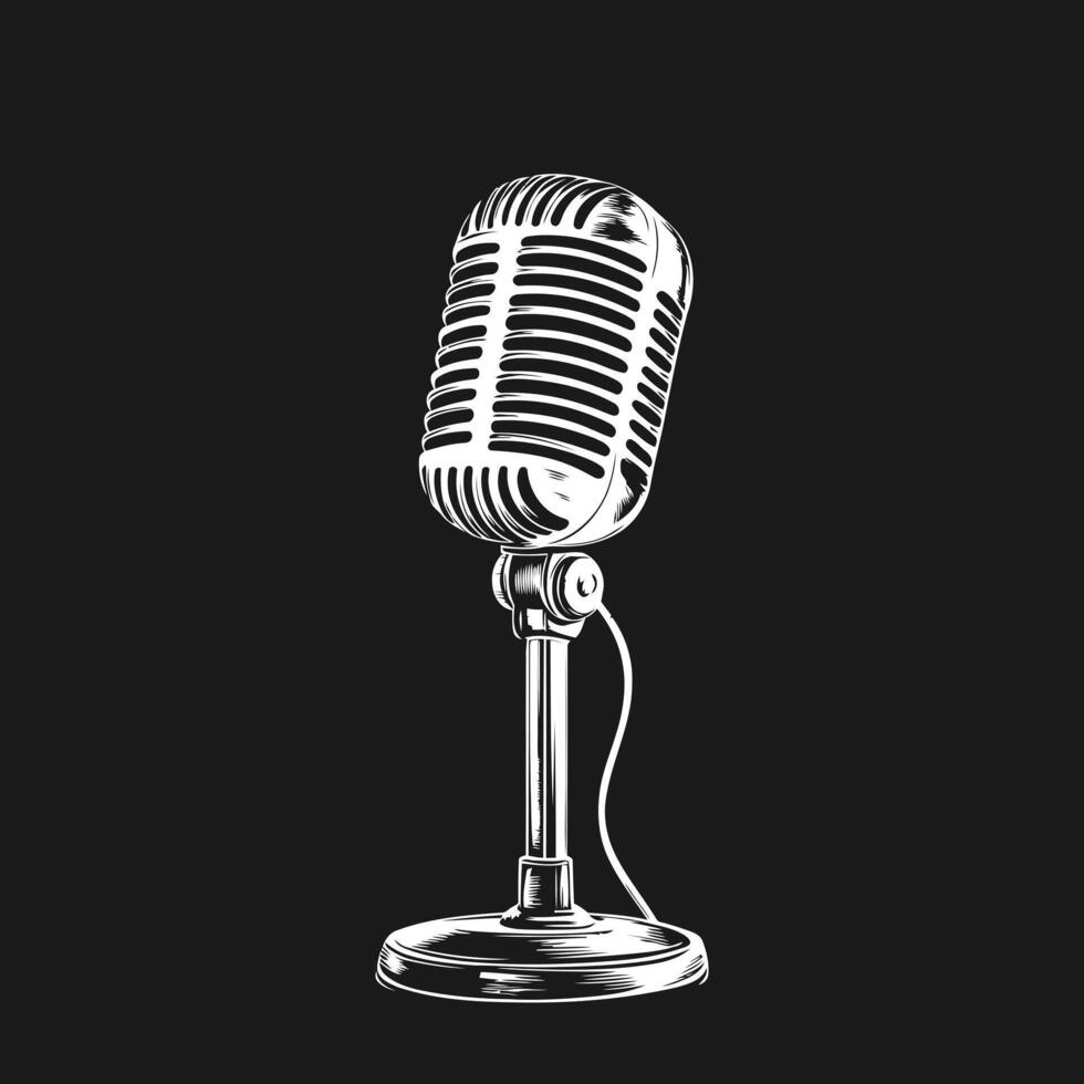 Classic Microphone for Studio Sound and Professional Audio Recording vector