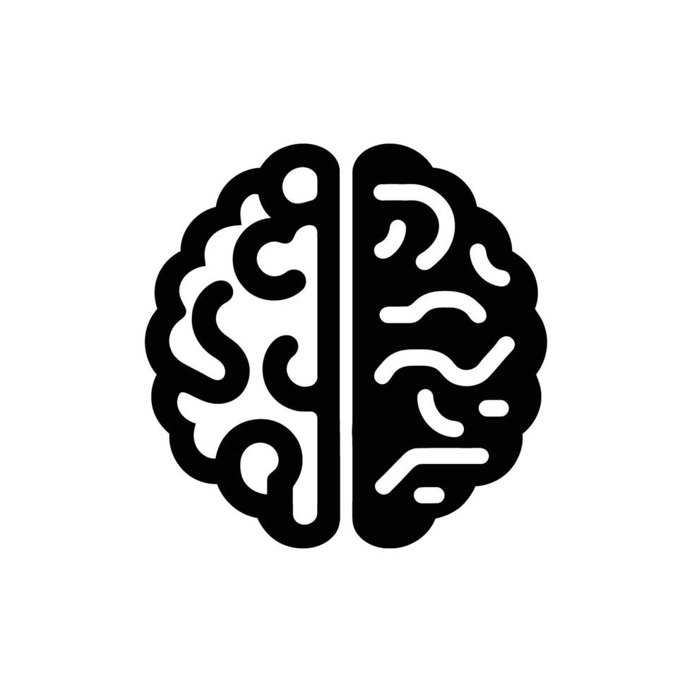Brain Silhouette Creative Thinking Process Left and Right Hemispheres vector