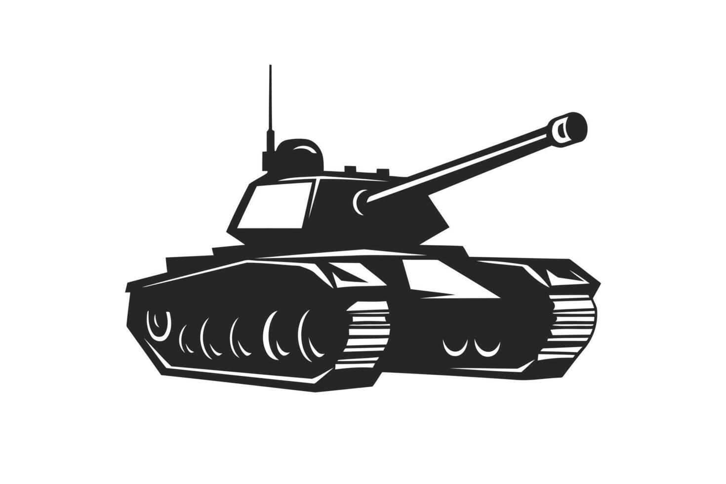 Army Tank Silhouette Icon Logo Style Design vector