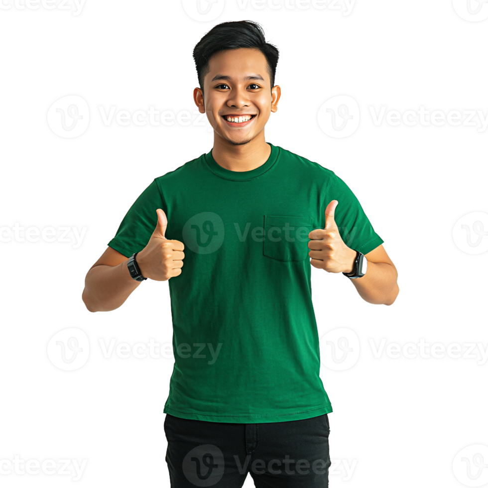 Man in bright tee showing approval hand sign png