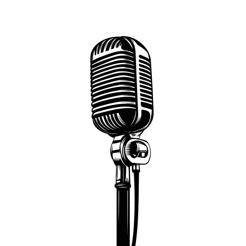 Vintage Microphone A Timeless Icon of Audio Recording History vector