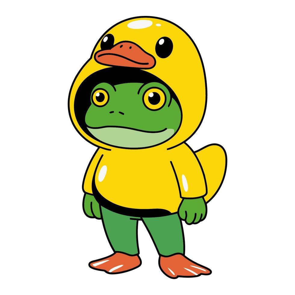Cute Frog in Duck Costume Cartoon Character vector