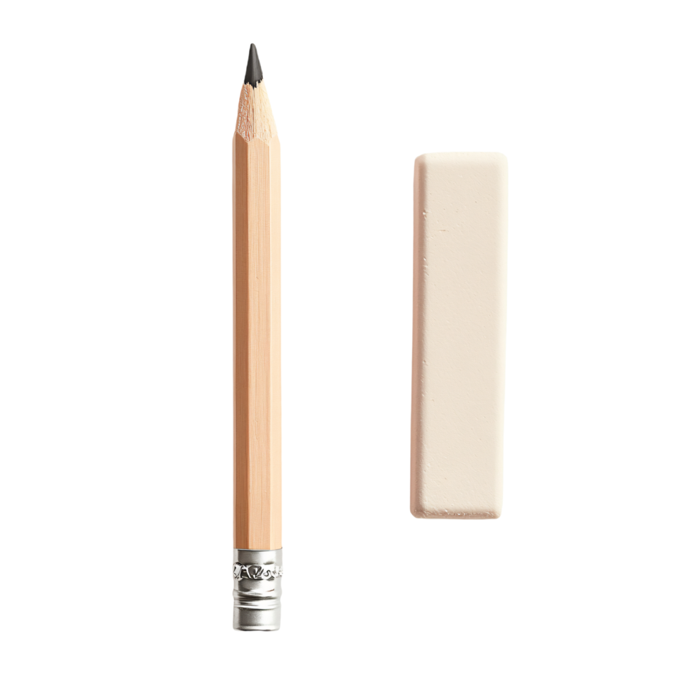 A pencil with an eraser on transparent background png