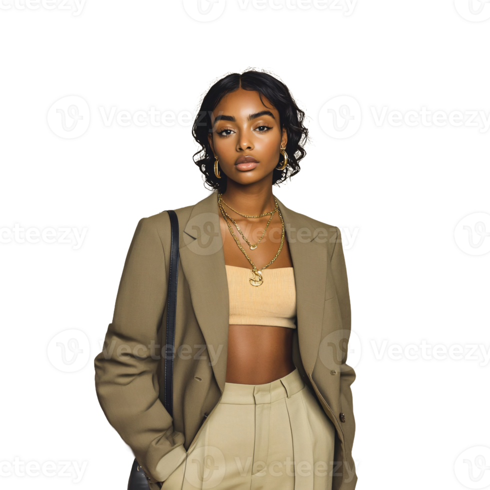 Cropped top streetwear worn by a woman png