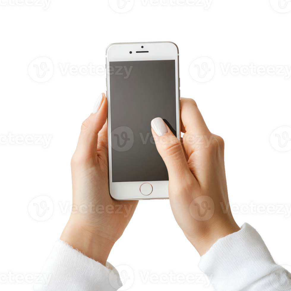 Blank-screen mobile held by someone png