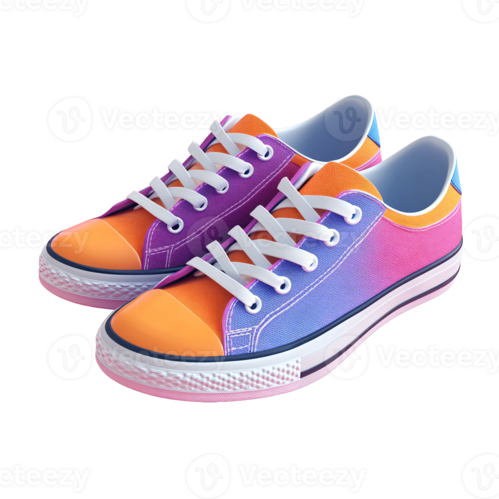 A pair of colorful sneakers with white laces transparent background png