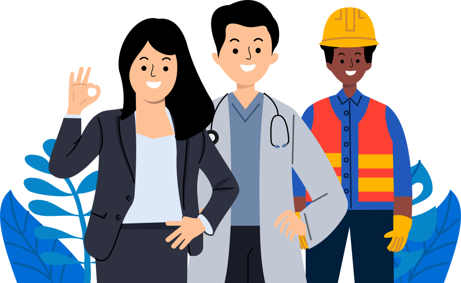 international workers day. worker construction illustration. labour day. various professions png