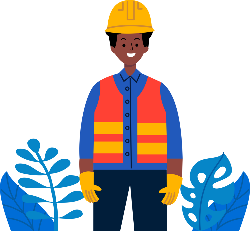 illustration of construction worker wearing project helmet and vest. worker construction illustration. international workers day. labor day. labour day backgroun png