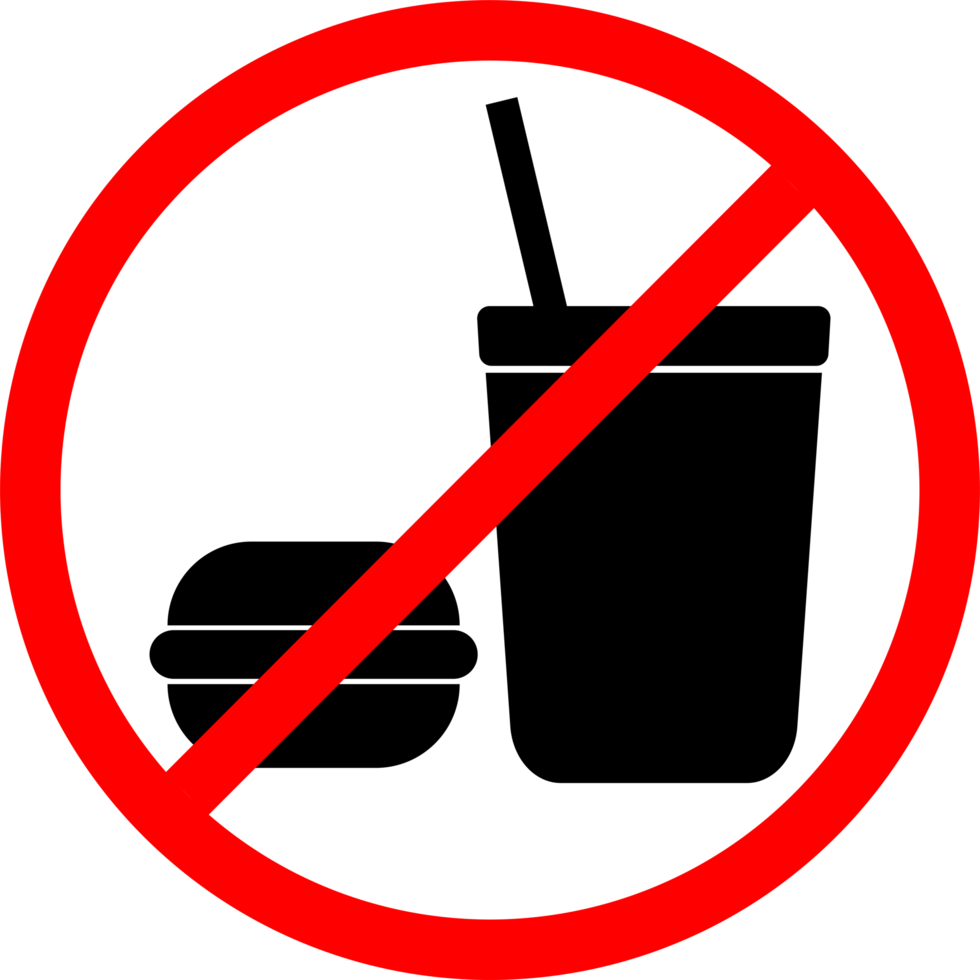 No fast food Sign Label Symbol. No Food Or Drink sign. food and drink prohibited sign. prohibited food sign. No eat or drink sign png