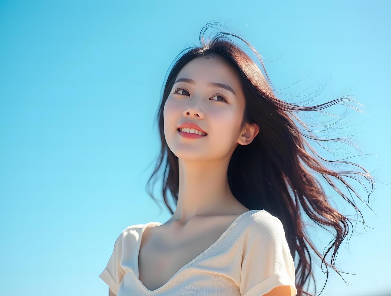 Korean happy young model girl photo