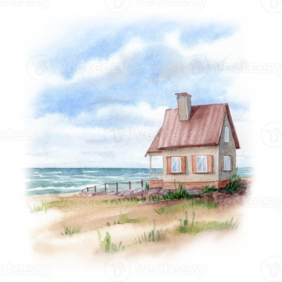 Little rest house on the seashore png