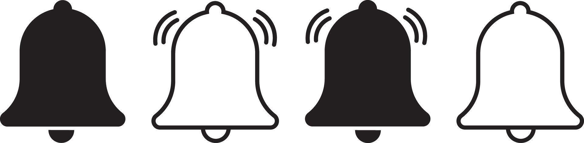 Notification bell icon set. ringing bell and notification number sign illustration. Emergency alert sign symbol, vector