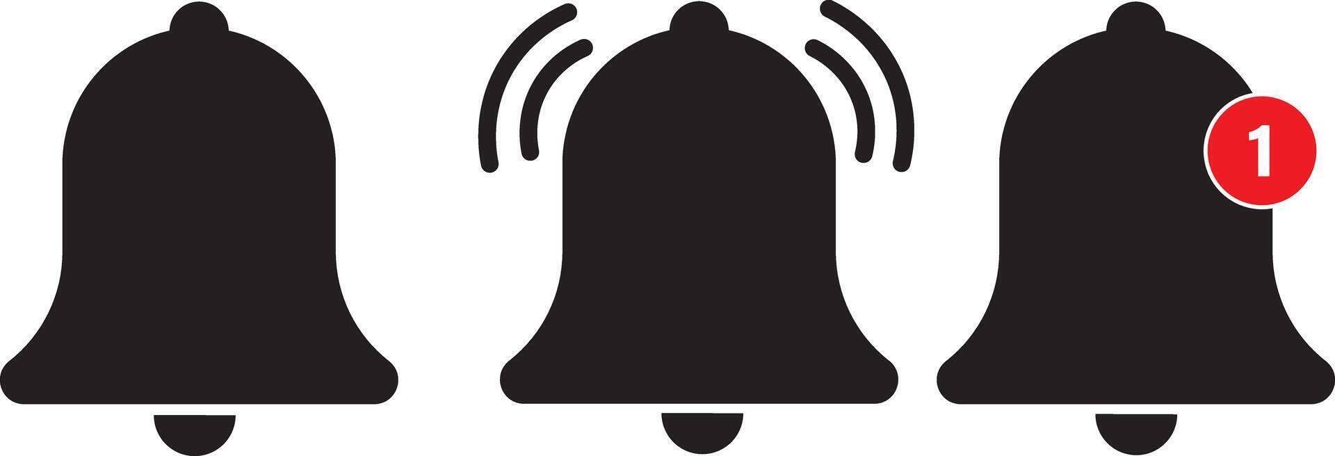 Notification bell icons for incoming inbox messages. ringing bell and notification number sign for alarm clock. New notification. Golden bell shakes to alert you, vector