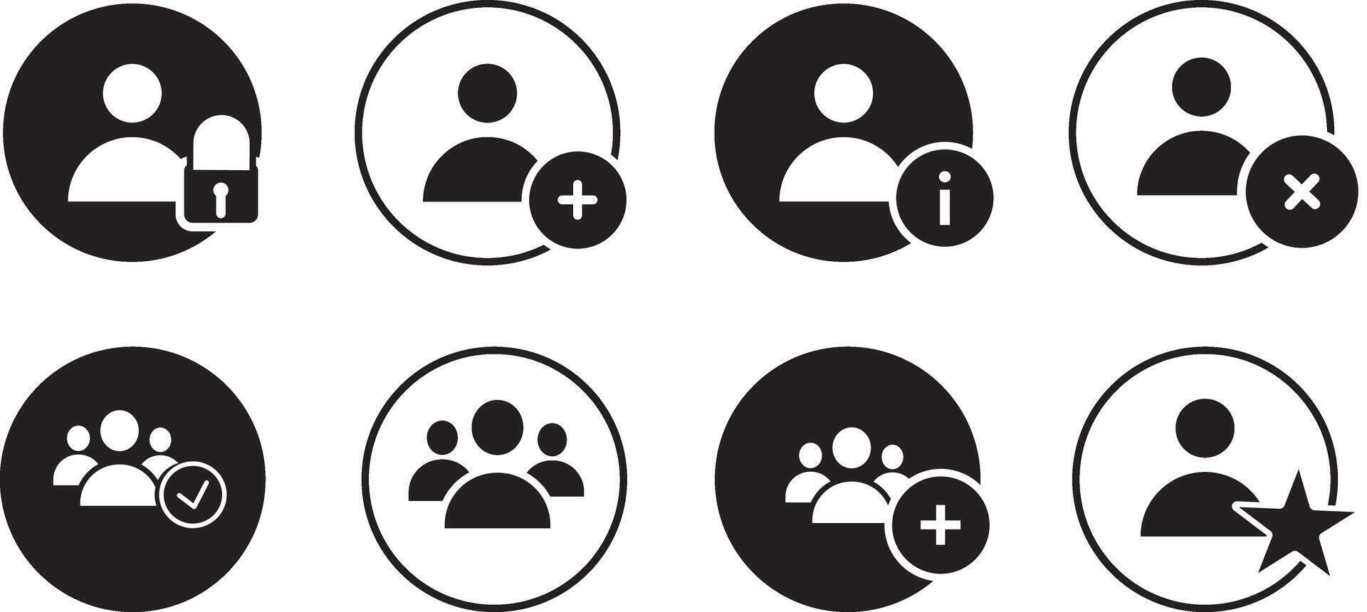 Set of profile icons set, User icon for web use, user person icon, icon set, icons in a simple linear and solid style. vector