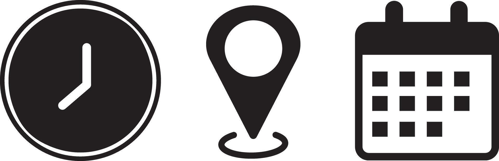 Time, date, and address icon set. Collection of icons for location. location pin symbol illustration, Linear outline. illustration sign vector