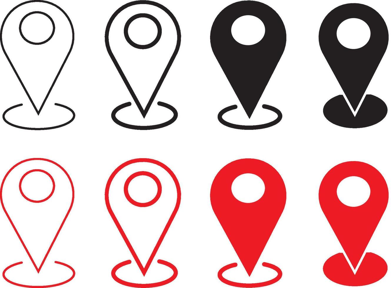 Set of map pin location icons. Pin location icon symbol. Map pin icon illustration vector