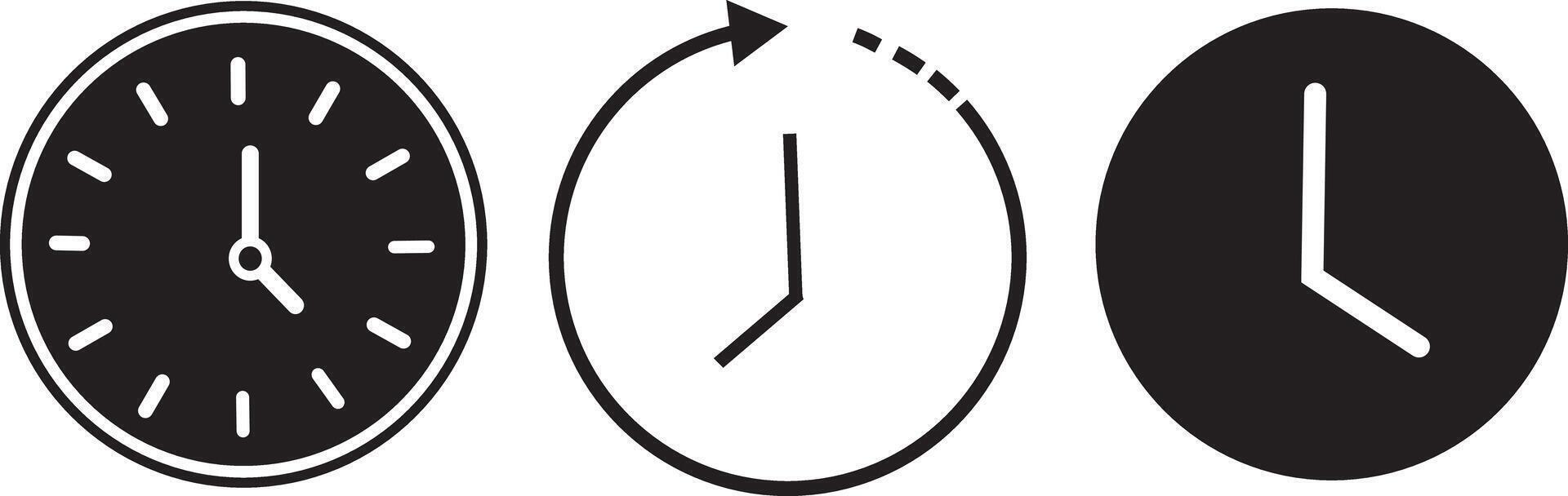 time, date, location address icon set template. Clock icon in trendy flat and line style isolated on white symbol, transparent illustration vector
