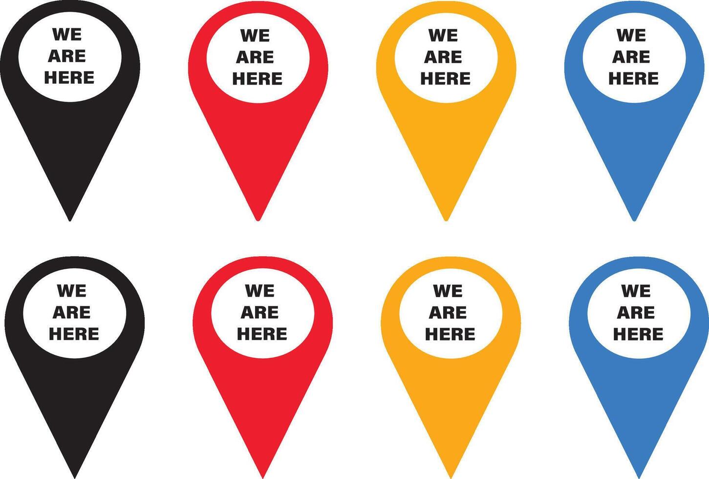 are we here location icon set vactor. Pin location icon illustration vector