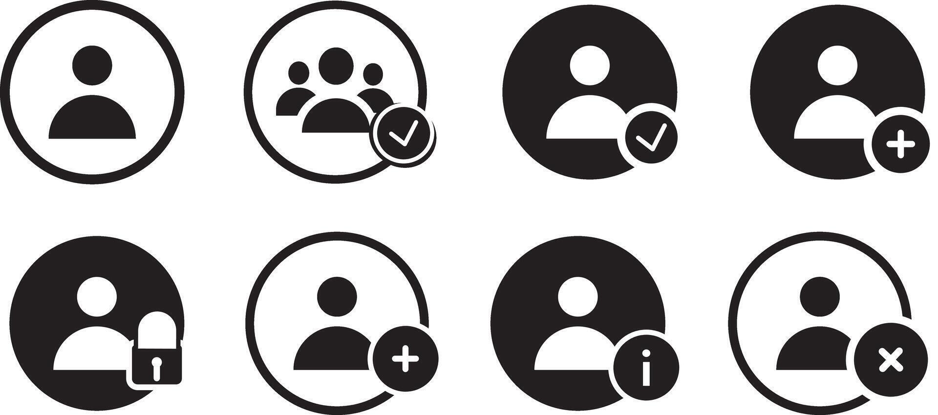 Set of profile vactor set,, user person icon, icon set, icons in a simple linear and solid style web illustration vector