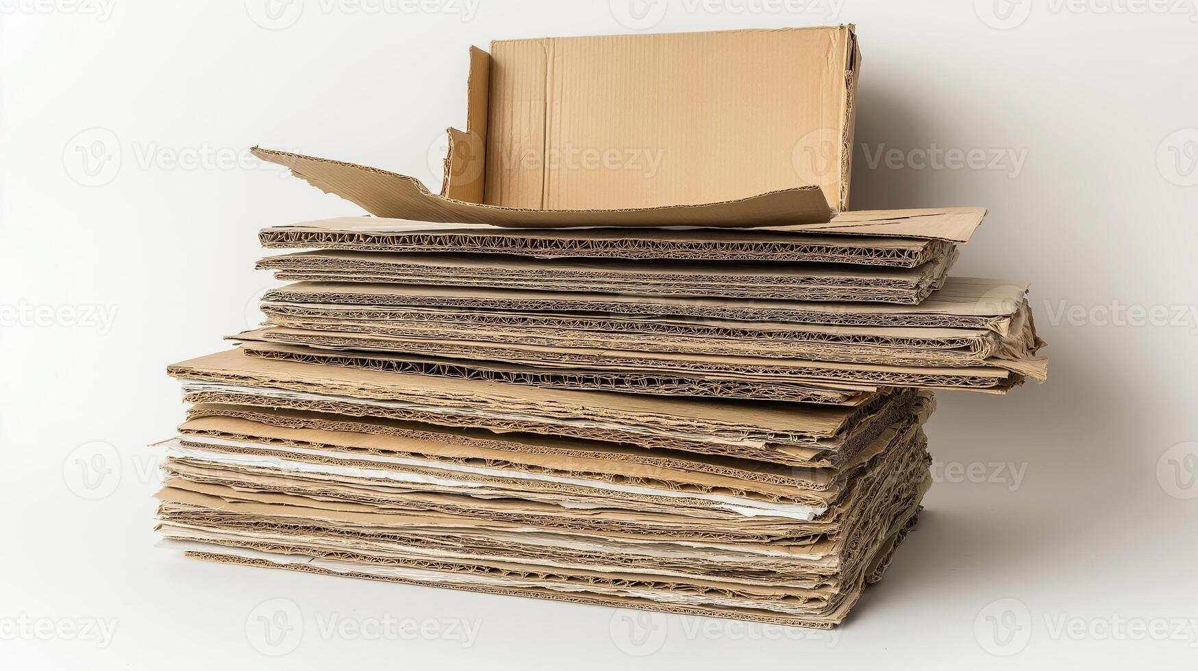A stack of cardboard boxes on a white background photo