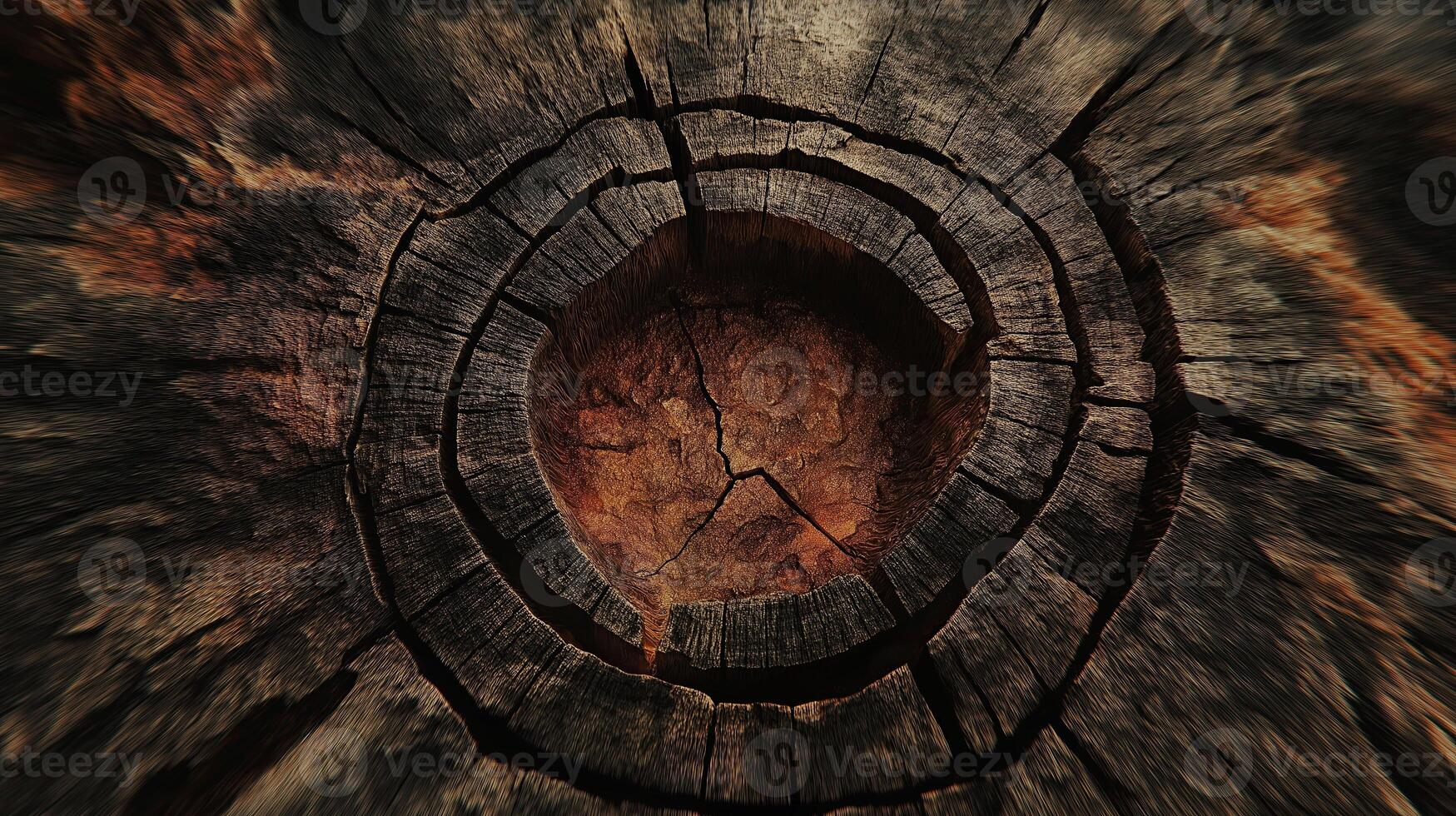 A close up of a tree stump with a hole in it photo