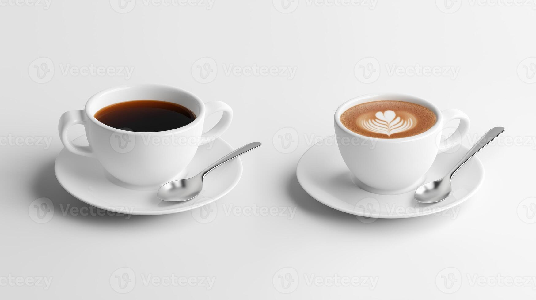 Two cups of coffee on white background photo