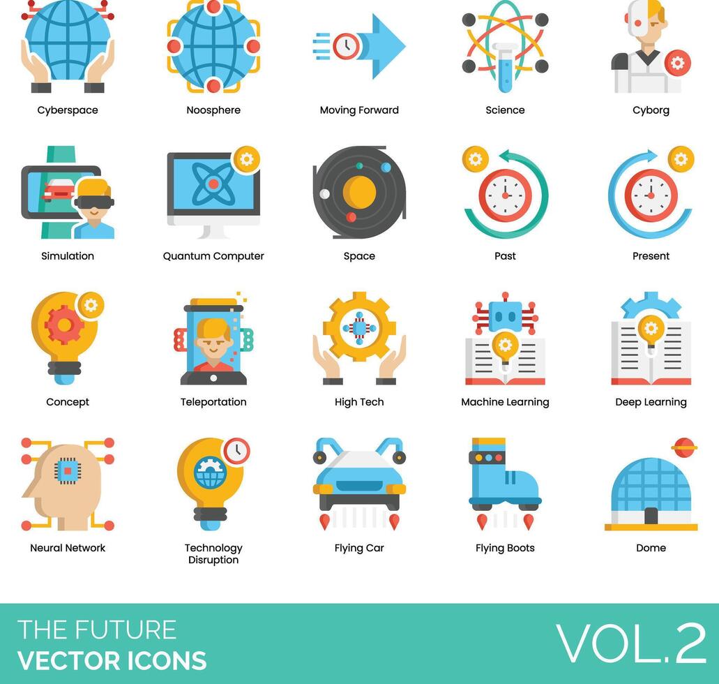 flat icons set of the future icons, flat design, illustration, illustration, vector