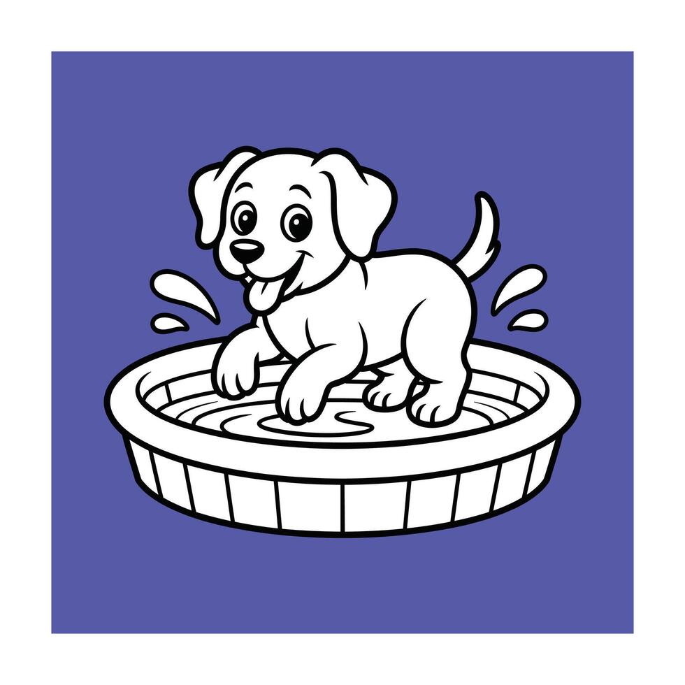 Adorable Puppy in Kiddie Pool Perfect for Summer Fun Pet Products and Childrens Illustrations vector