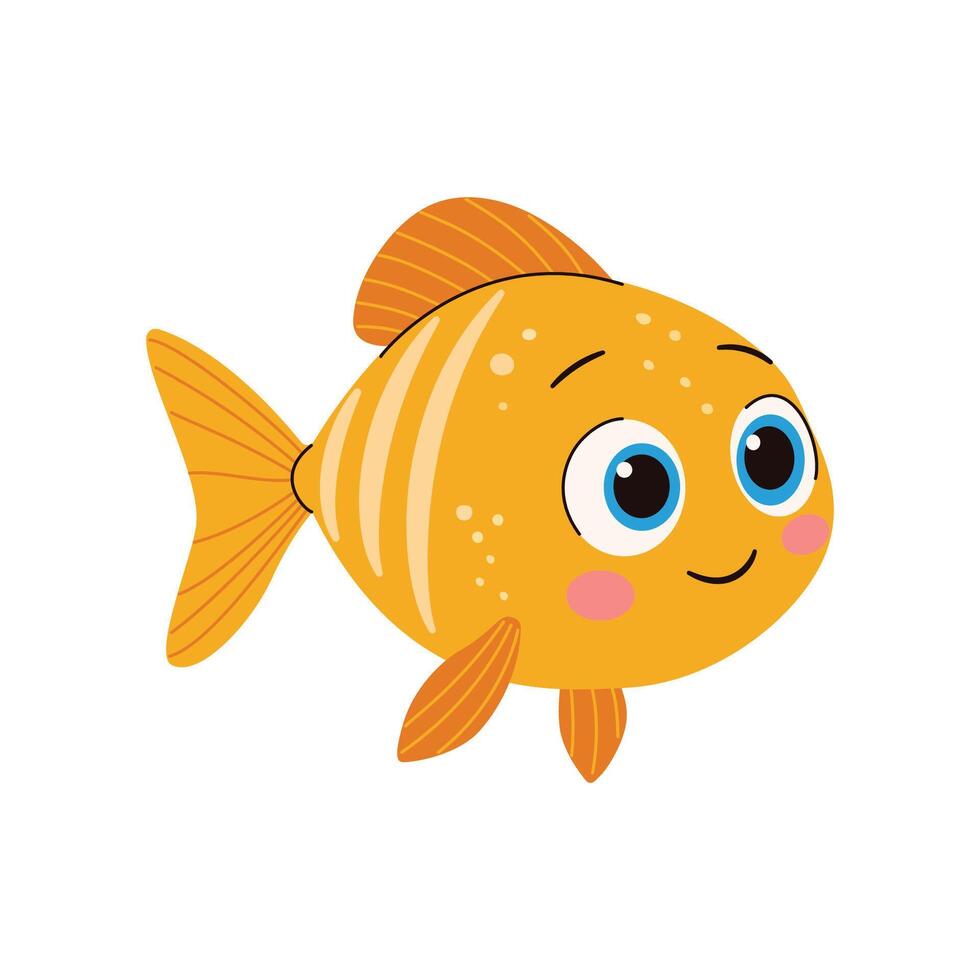 Cute cartoon fish. illustration in children's style on white background. vector