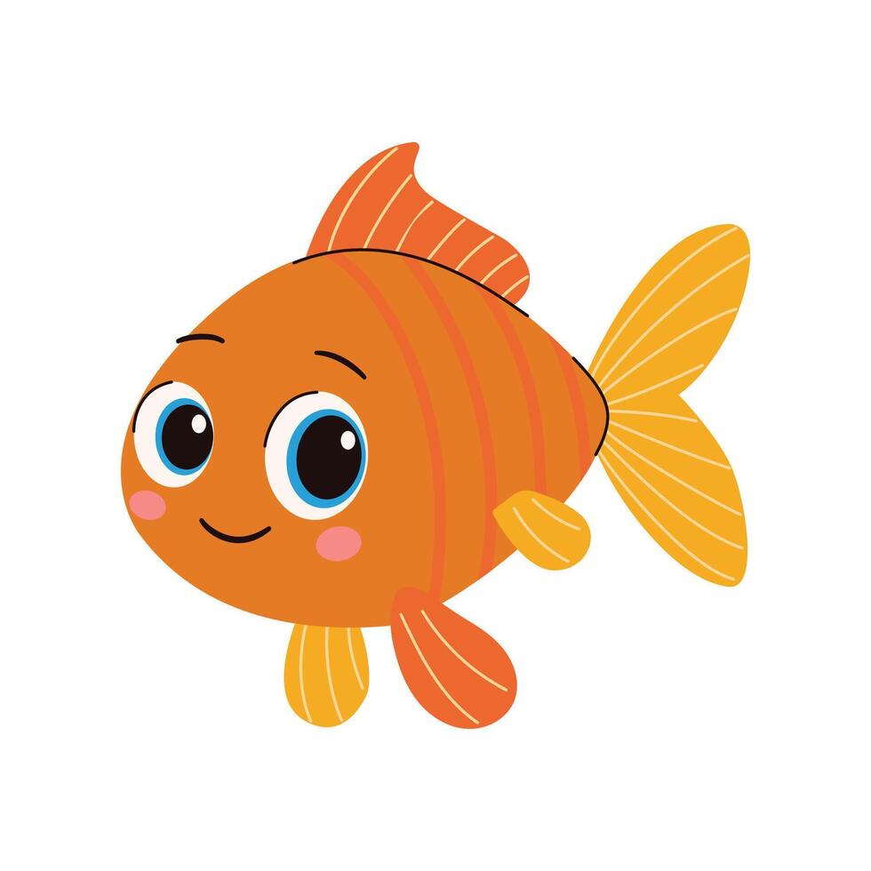 Cute cartoon fish on white background. vector
