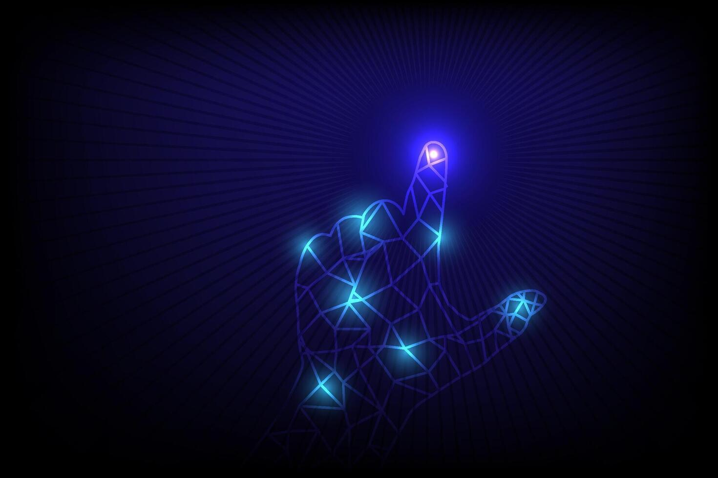Human Hand Touching on Glowing point, digital futuristic technology communication concept vector