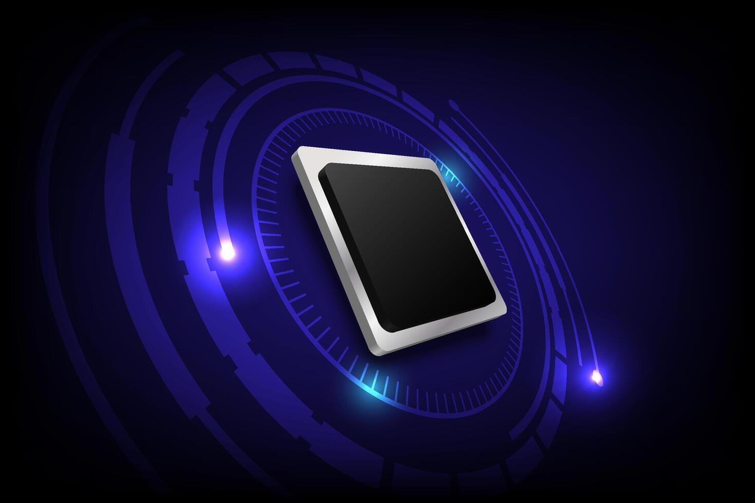 hi-tech technology microchip processor, information processing Concept vector