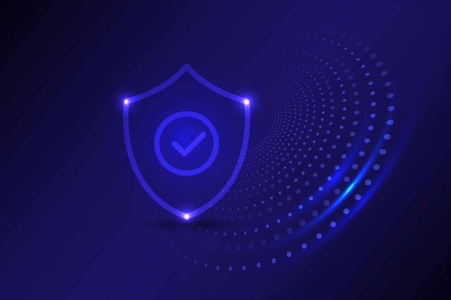 Cyber security Protection shield with Check mark icon, digital technology information privacy concept vector